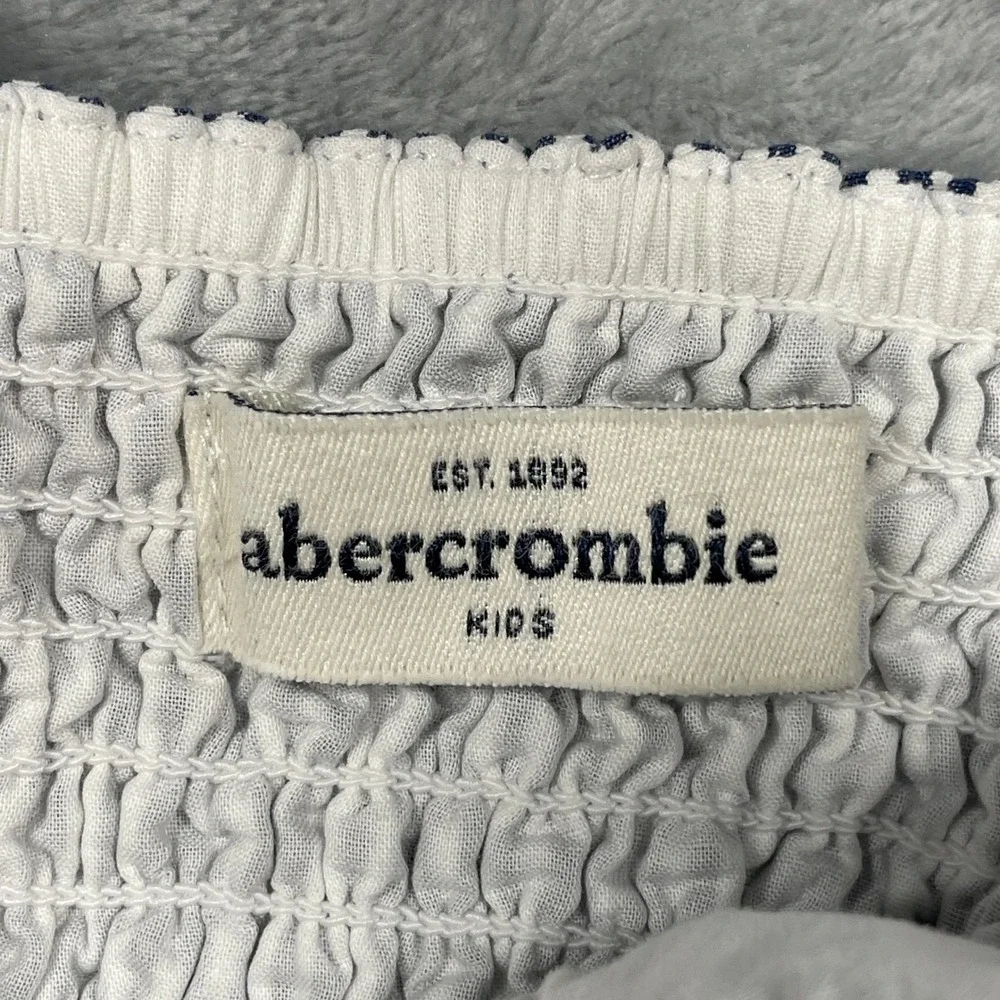 Abercrombie Kids Peplum Cami Tank Top Girls Navy White Striped Smocked Size M